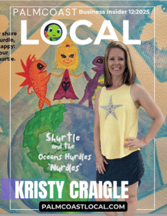 Kristy Craigle with book illistration as her palm coast local business insider cover