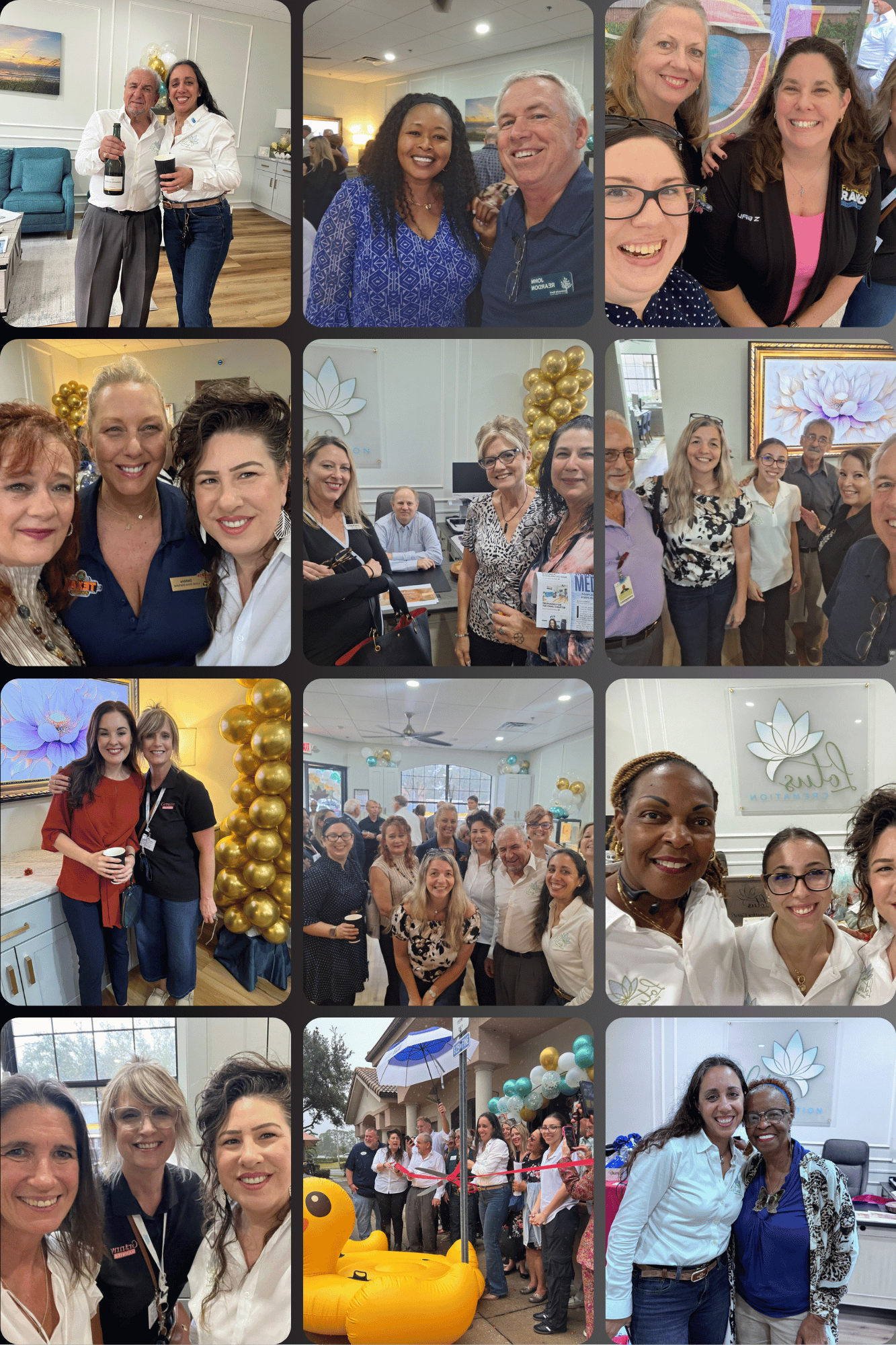 “Nina Guiglotto at the Grand Opening of Lotus Funeral Services — a woman-owned Palm Coast funeral home offering compassionate care and grief support through Coping With Colors.”